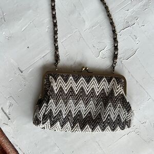 Big Buddha crocheted Purse crossbody night out black grey